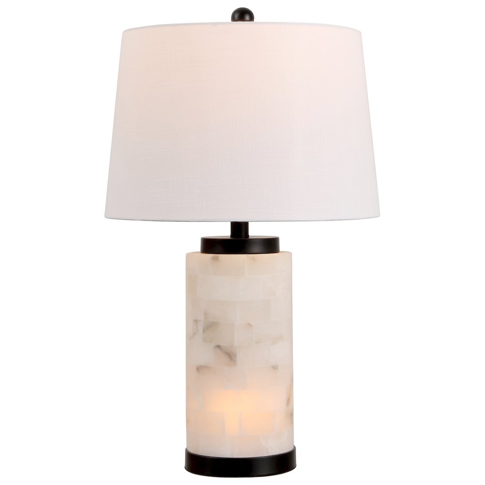 Eliza Alabaster Column LED Table Lamp with Nightlight Base