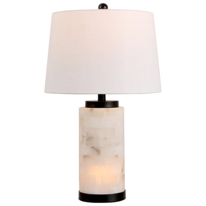 Eliza Alabaster Column LED Table Lamp with Nightlight Base