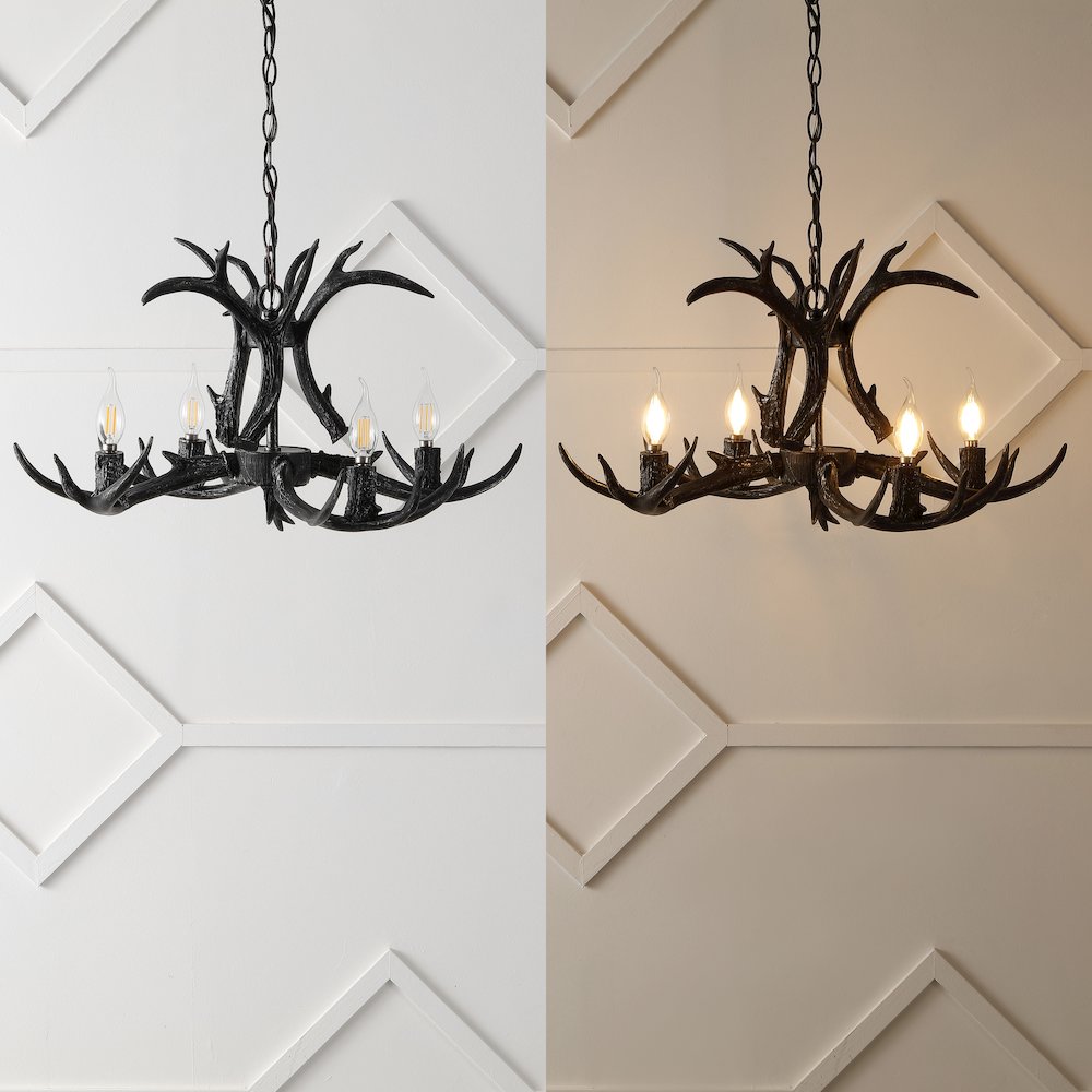 Eldora Adjustable Resin Antler 4-Light Led Chandelier