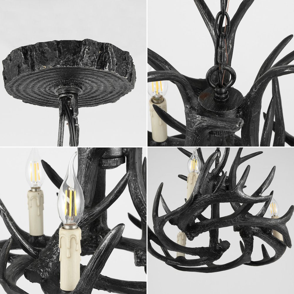 Nelle Adjustable Resin Antler 3-Light Led Chandelier