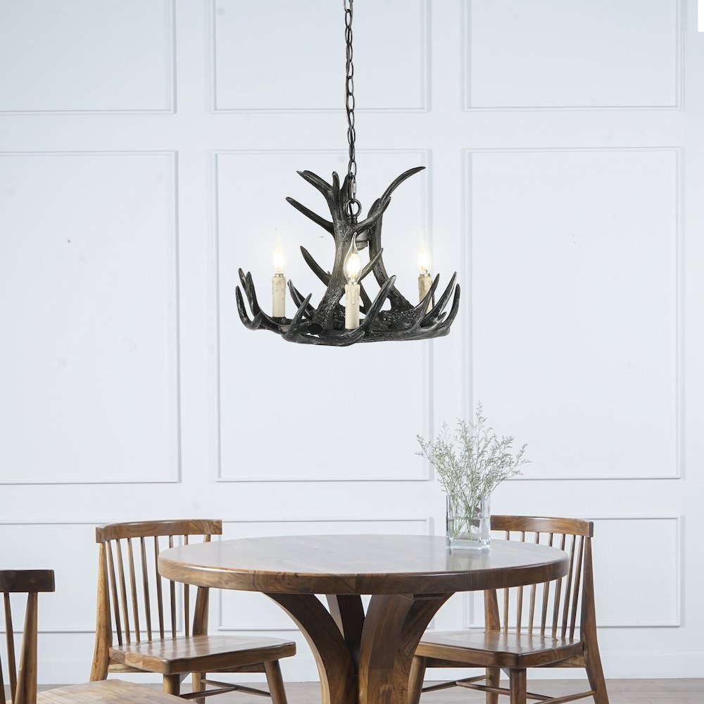 Nelle Adjustable Resin Antler 3-Light Led Chandelier