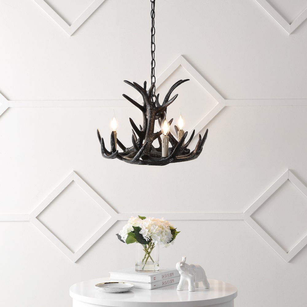Nelle Adjustable Resin Antler 3-Light Led Chandelier