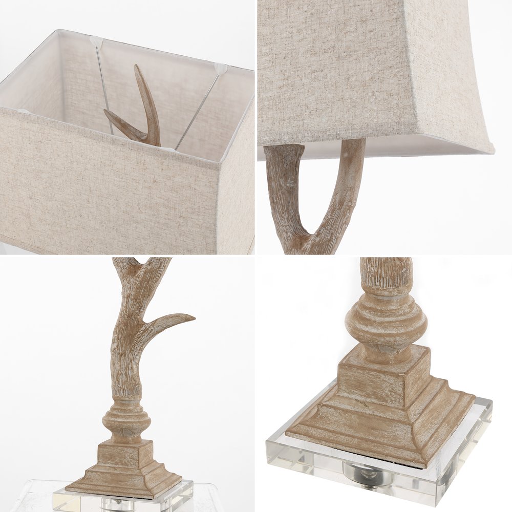 Antler Rustic Resin/Crystal Led Table Lamp