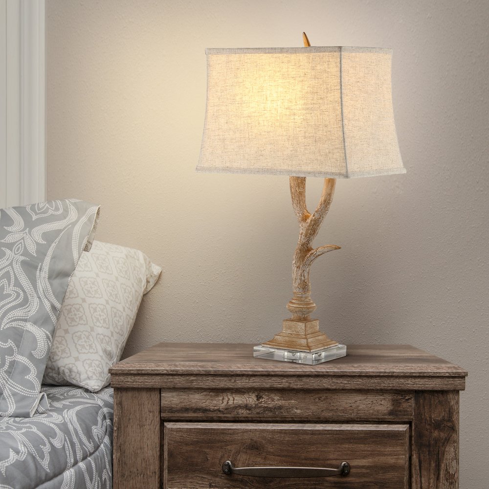 Antler Rustic Resin/Crystal Led Table Lamp