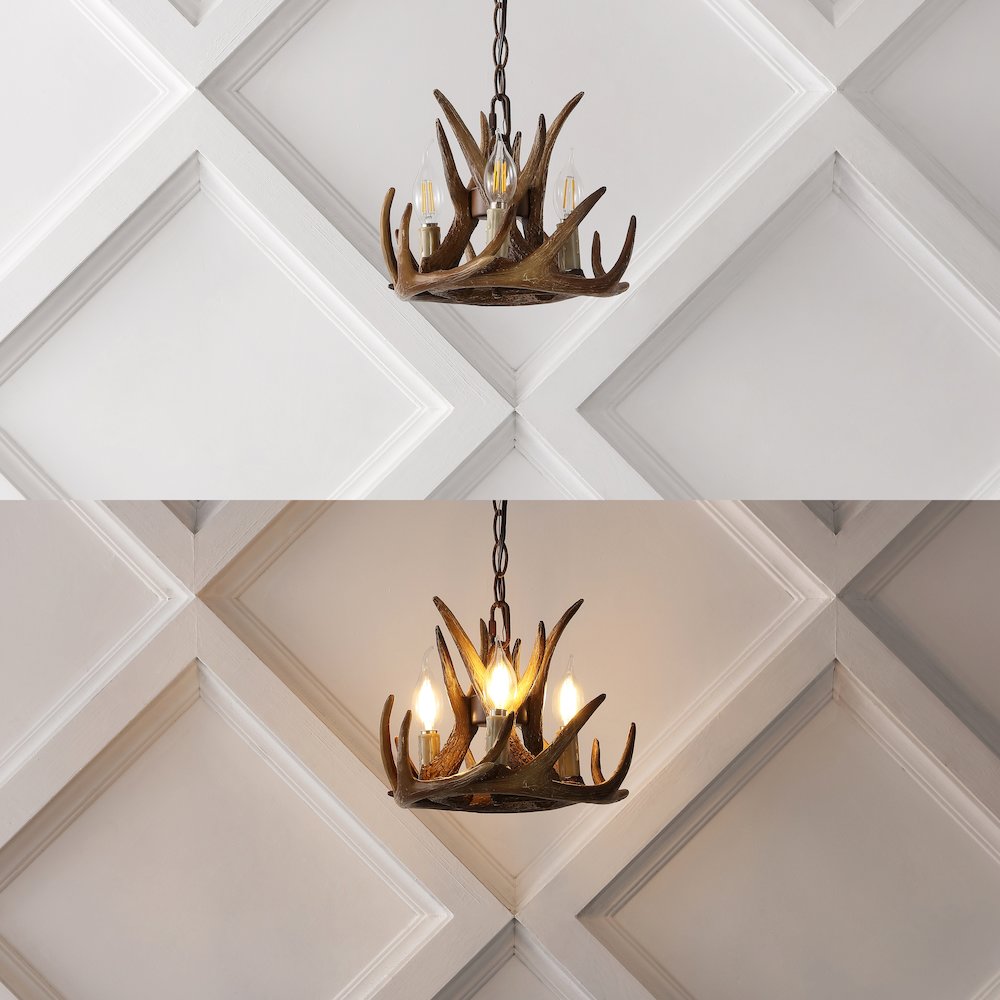 Nelle Adjustable Resin Antler 3-Light Led Chandelier