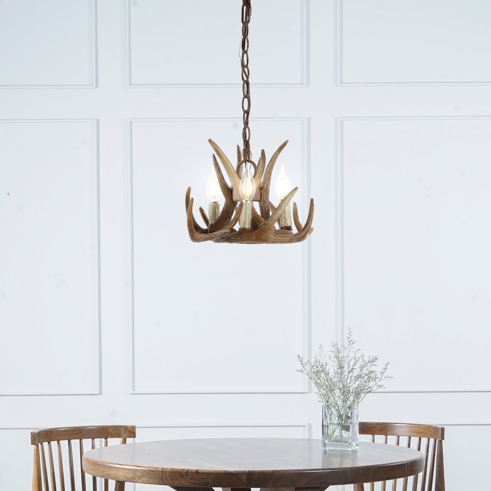 Nelle Adjustable Resin Antler 3-Light Led Chandelier