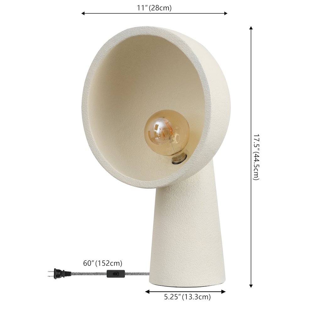 Claude Contemporary Minimalist Resin Half-Globe Column LED Table Lamp
