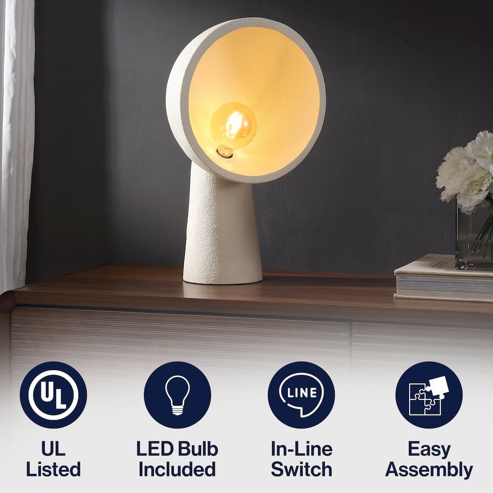Claude Contemporary Minimalist Resin Half-Globe Column LED Table Lamp