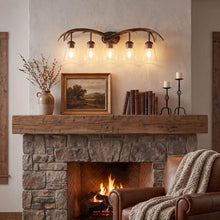 Wyatt 5-Light Resin/Seeded Glass Faux Antler LED Vanity Light