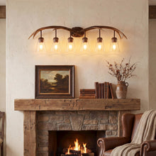 Wyatt 6-Light Resin/Seeded Glass Faux Antler LED Vanity Light