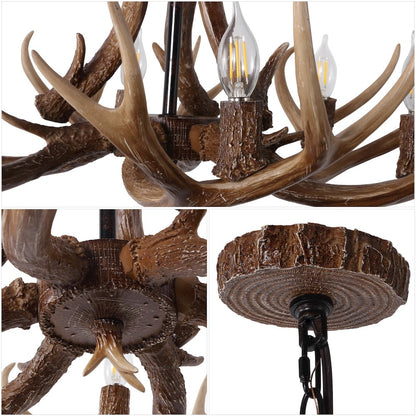Eldora 6-Light Adjustable Resin Antler LED Chandelier