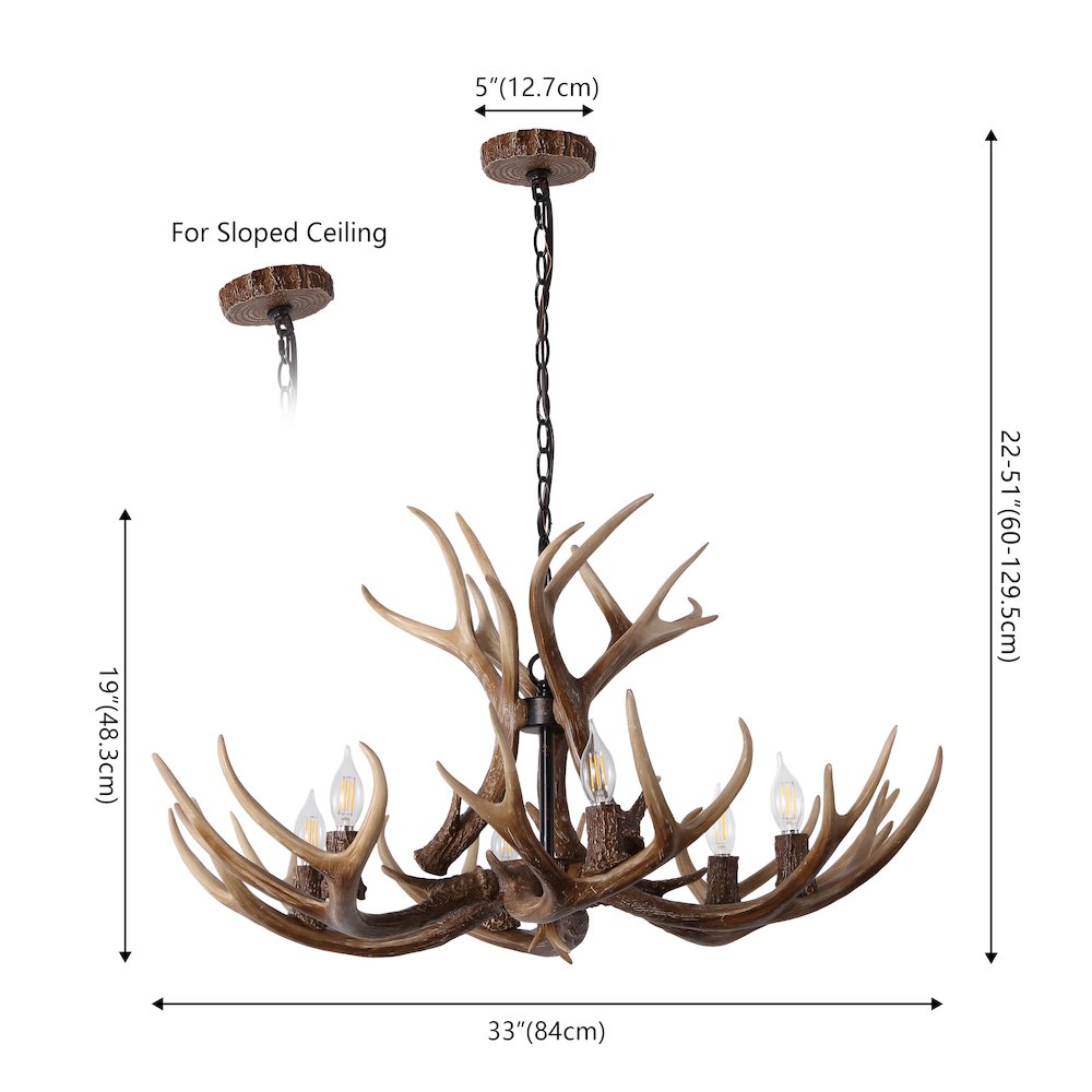 Eldora 6-Light Adjustable Resin Antler LED Chandelier