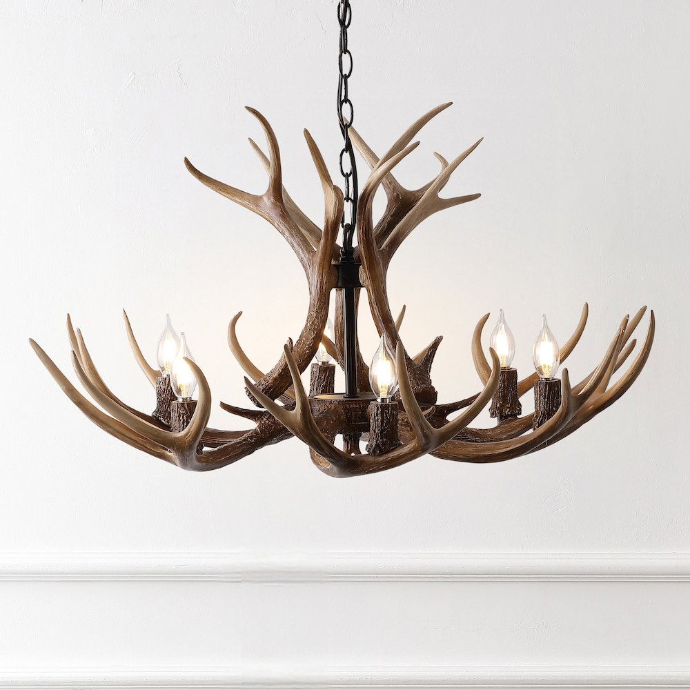 Eldora 6-Light Adjustable Resin Antler LED Chandelier