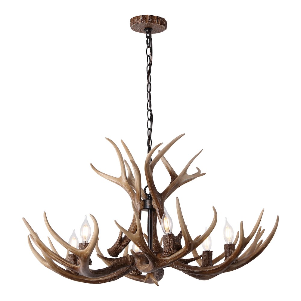 Eldora 6-Light Adjustable Resin Antler LED Chandelier