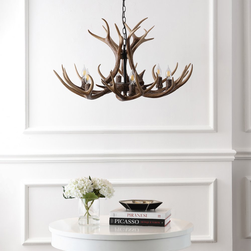 Eldora 6-Light Adjustable Resin Antler LED Chandelier
