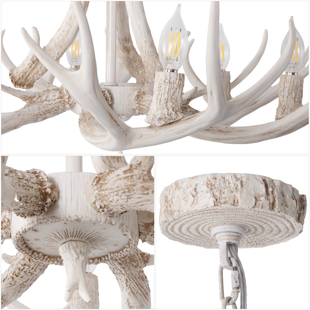 Eldora 6-Light Adjustable Resin Antler LED Chandelier