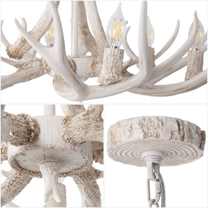 Eldora 6-Light Adjustable Resin Antler LED Chandelier
