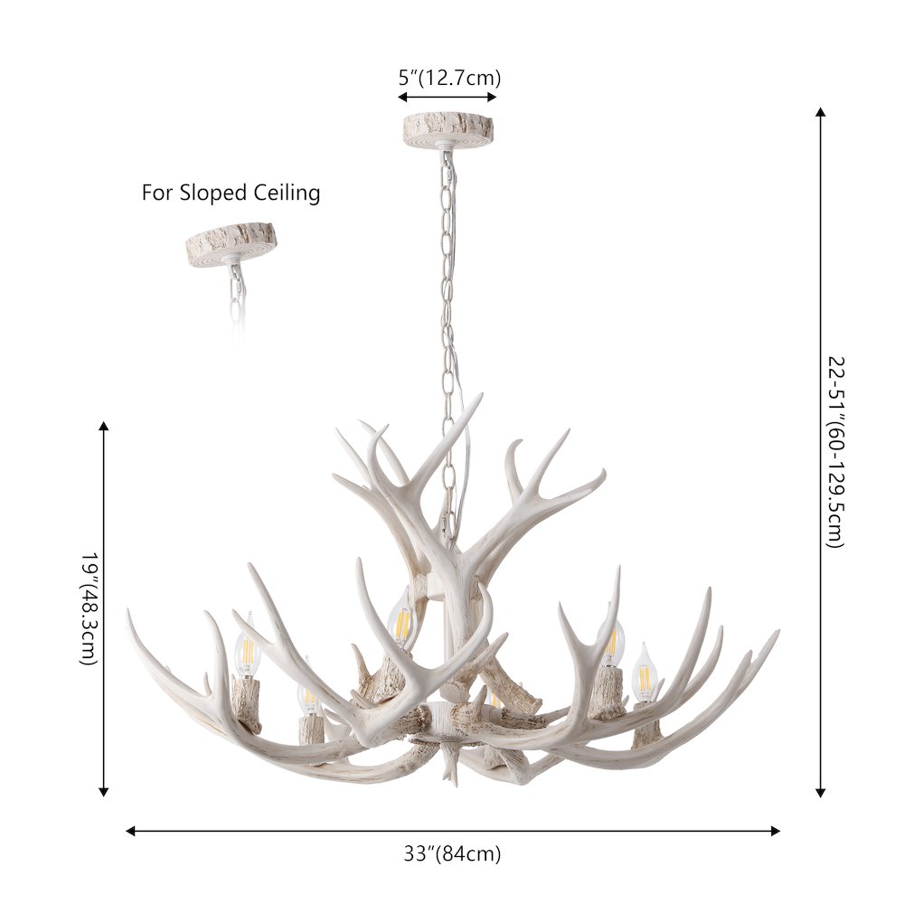 Eldora 6-Light Adjustable Resin Antler LED Chandelier