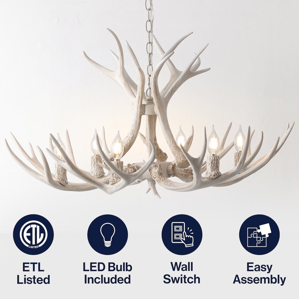Eldora 6-Light Adjustable Resin Antler LED Chandelier