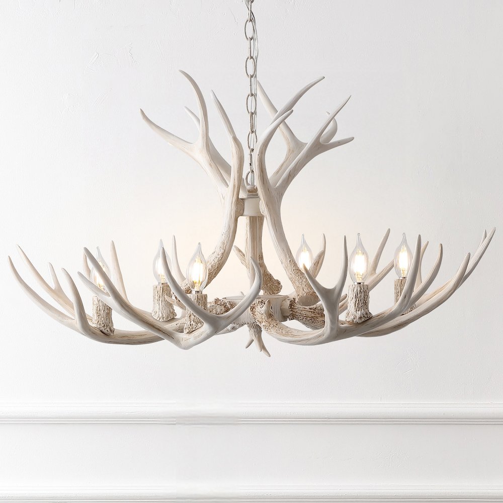 Eldora 6-Light Adjustable Resin Antler LED Chandelier