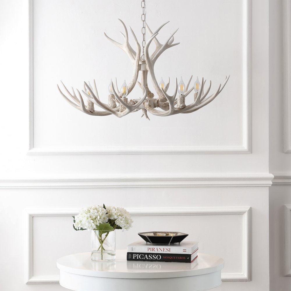 Eldora 6-Light Adjustable Resin Antler LED Chandelier