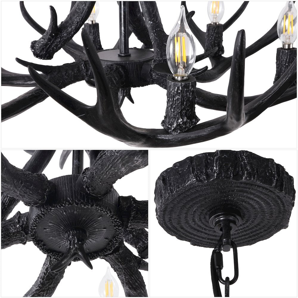 Eldora 6-Light Adjustable Resin Antler LED Chandelier
