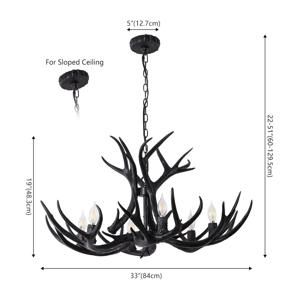 Eldora 6-Light Adjustable Resin Antler LED Chandelier
