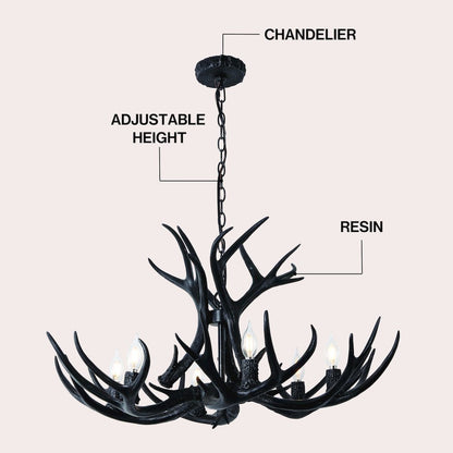 Eldora 6-Light Adjustable Resin Antler LED Chandelier