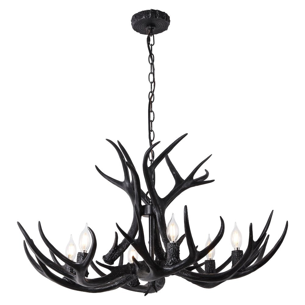 Eldora 6-Light Adjustable Resin Antler LED Chandelier