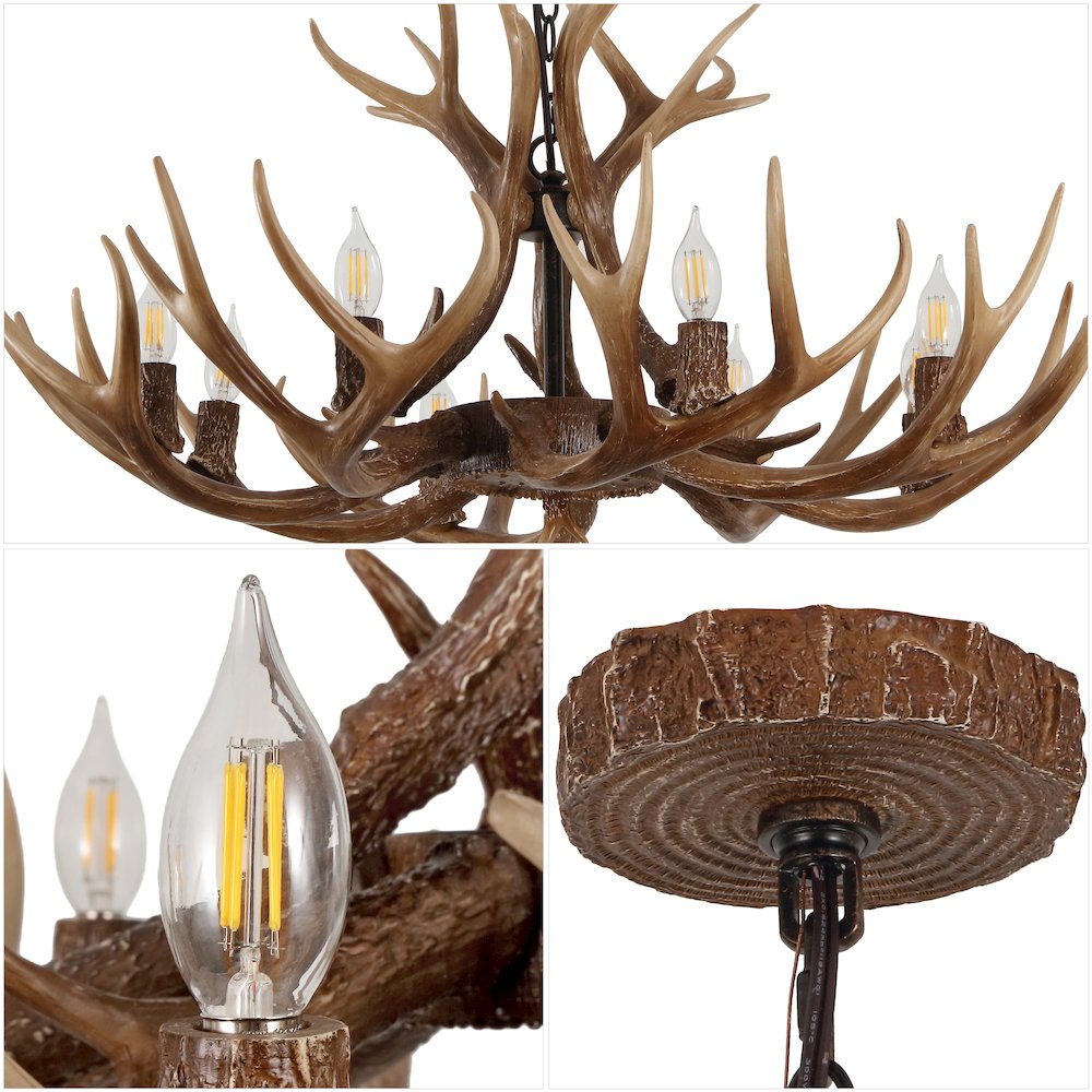 Eldora 8-Light Adjustable Resin Antler LED Chandelier