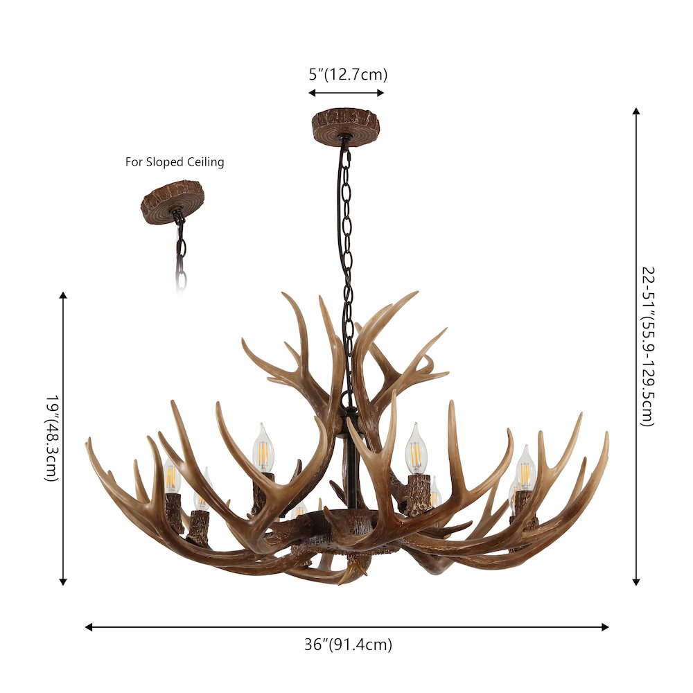 Eldora 8-Light Adjustable Resin Antler LED Chandelier