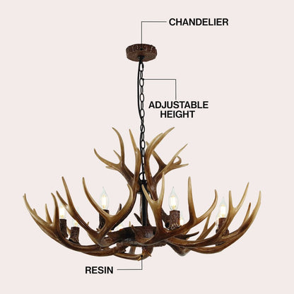 Eldora 8-Light Adjustable Resin Antler LED Chandelier