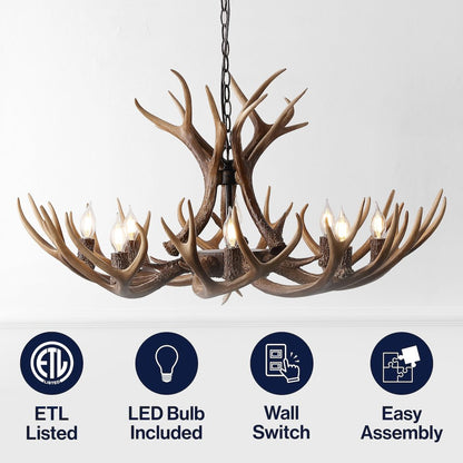 Eldora 8-Light Adjustable Resin Antler LED Chandelier