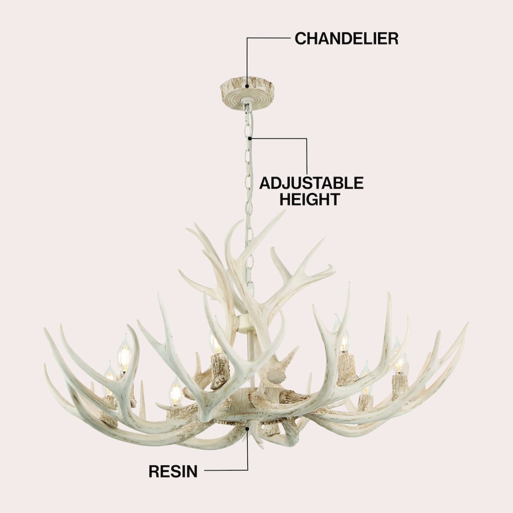 Eldora 8-Light Adjustable Resin Antler LED Chandelier