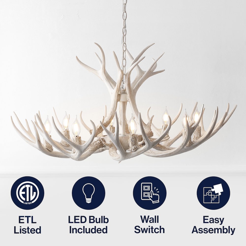 Eldora 8-Light Adjustable Resin Antler LED Chandelier