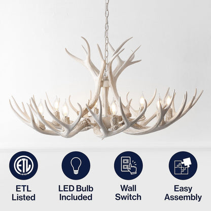 Eldora 8-Light Adjustable Resin Antler LED Chandelier