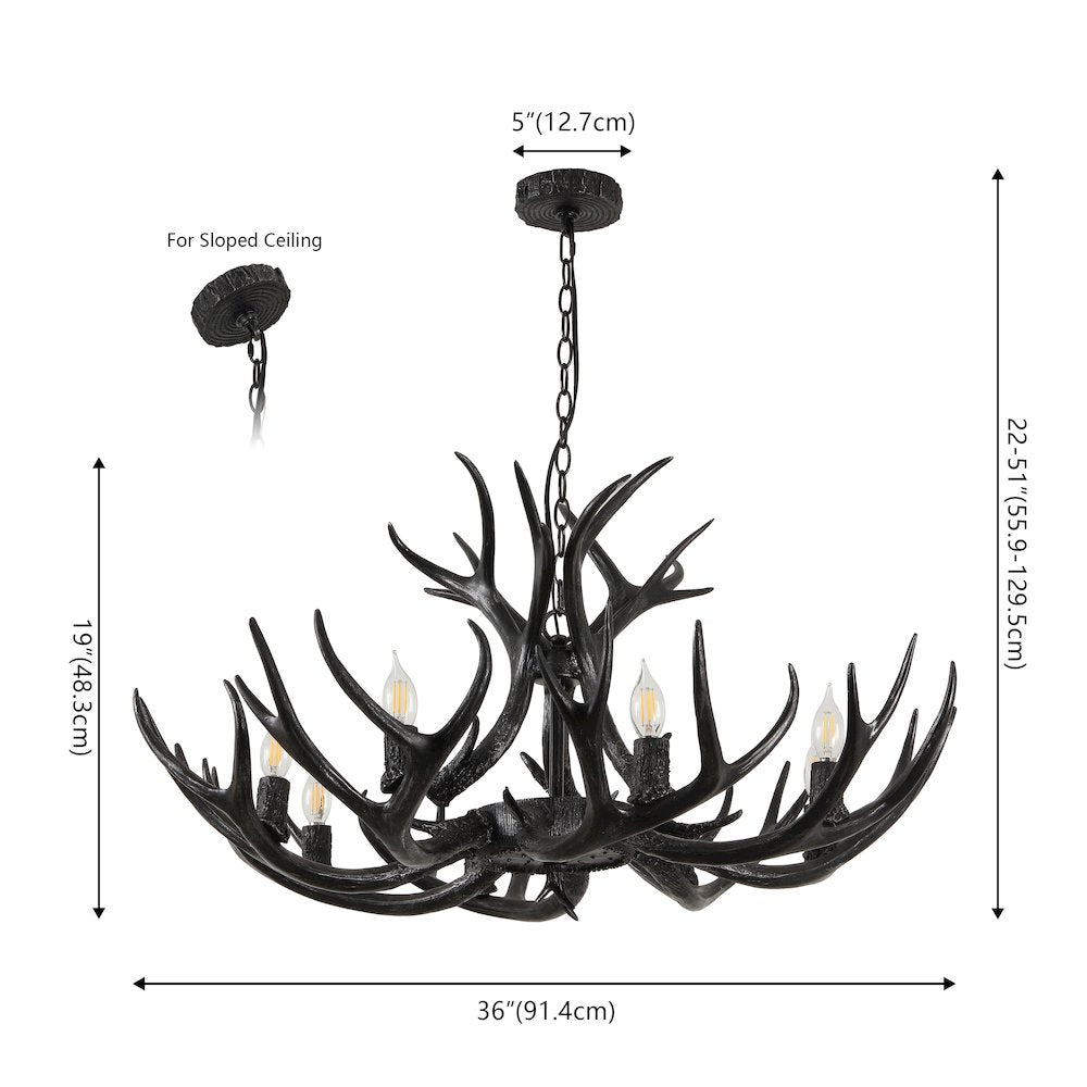 Eldora 8-Light Adjustable Resin Antler LED Chandelier