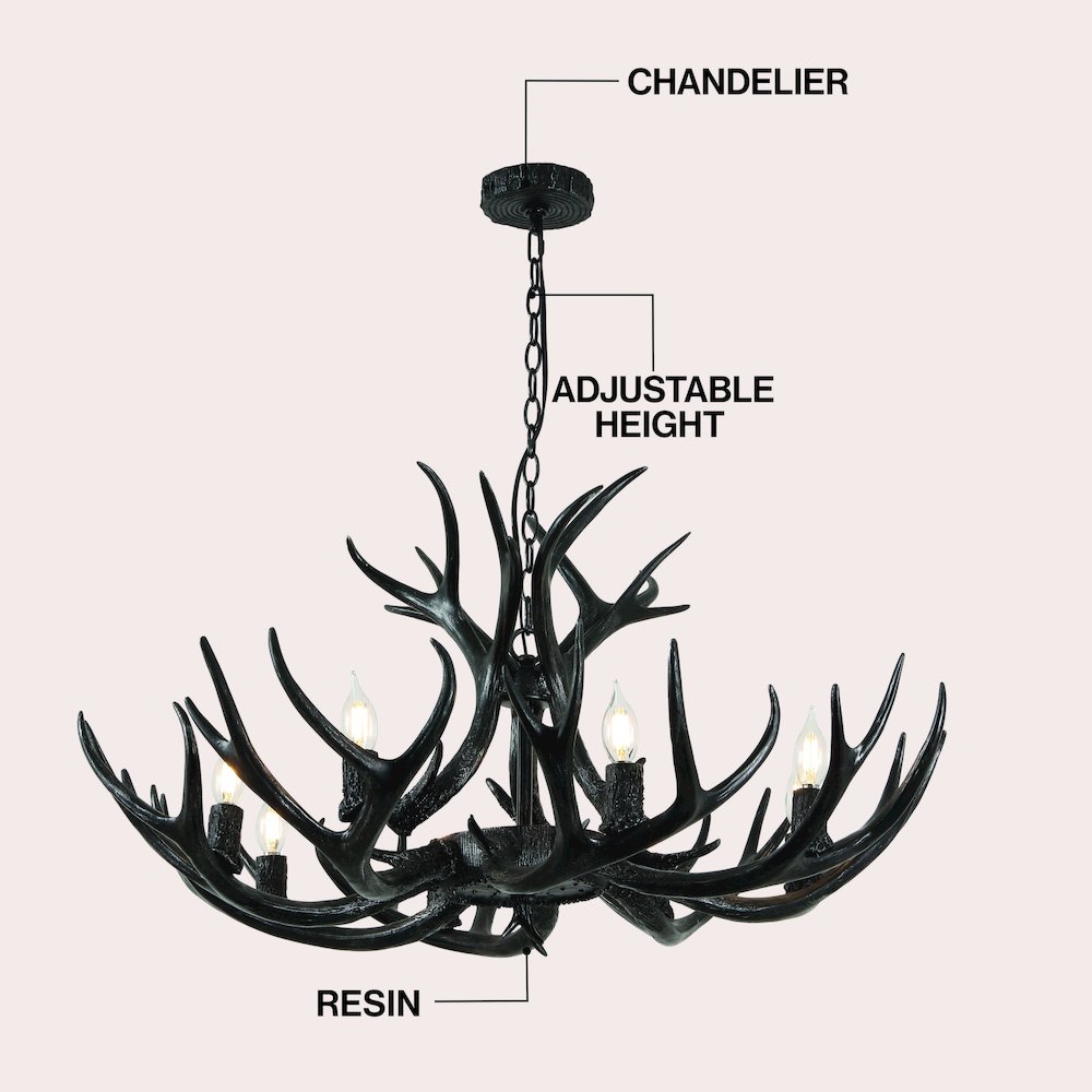 Eldora 8-Light Adjustable Resin Antler LED Chandelier
