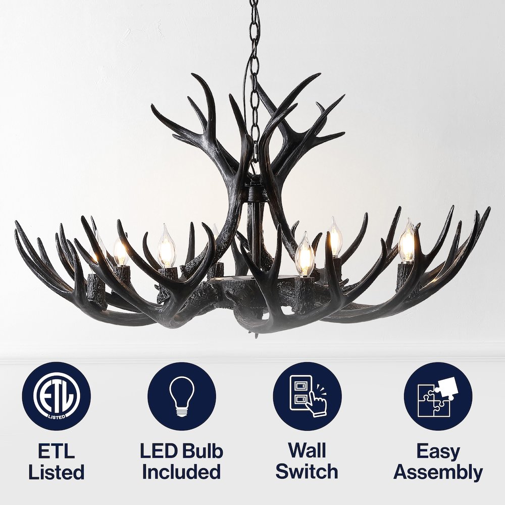 Eldora 8-Light Adjustable Resin Antler LED Chandelier