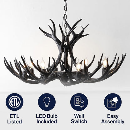 Eldora 8-Light Adjustable Resin Antler LED Chandelier