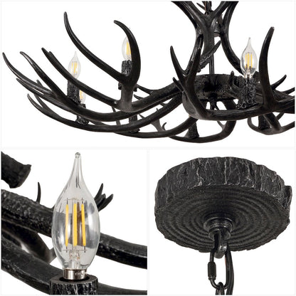 Eldora 10-Light Adjustable Resin Antler LED Chandelier