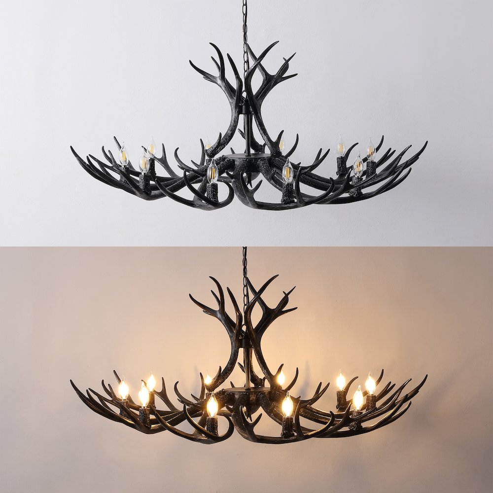 Eldora 10-Light Adjustable Resin Antler LED Chandelier
