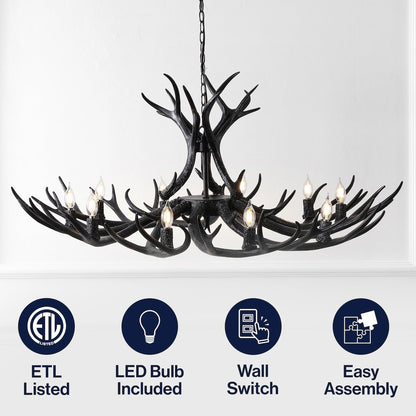 Eldora 10-Light Adjustable Resin Antler LED Chandelier