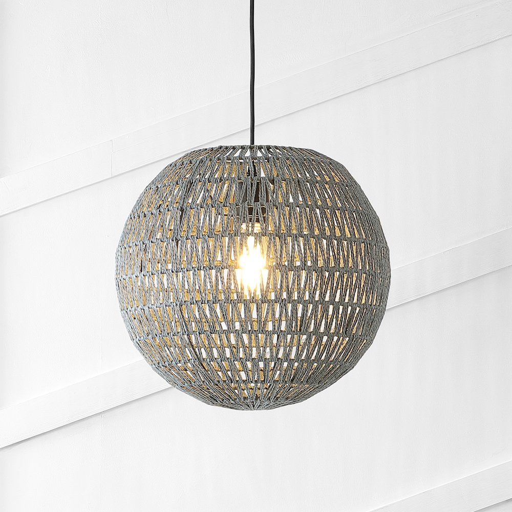 Luna Bohemian Modern Woven Rattaniron Led Pendant