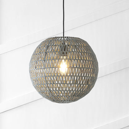 Luna Bohemian Modern Woven Rattaniron Led Pendant