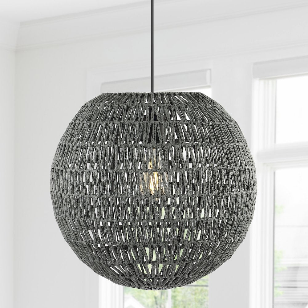 Luna Bohemian Modern Woven Rattaniron Led Pendant