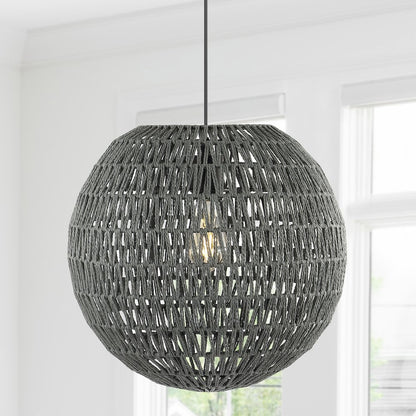 Luna Bohemian Modern Woven Rattaniron Led Pendant