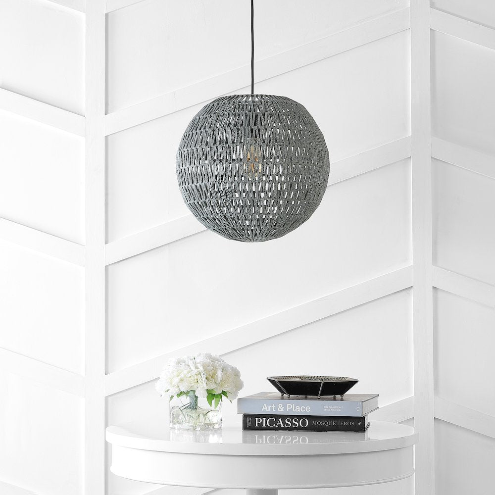 Luna Bohemian Modern Woven Rattaniron Led Pendant