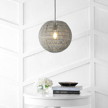 Luna Bohemian Modern Woven Rattaniron Led Pendant