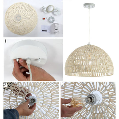 Campana Bohemian Modern Woven Rattaniron Led Pendant